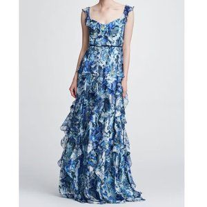 Marchesa Notte Blue Silk Gown